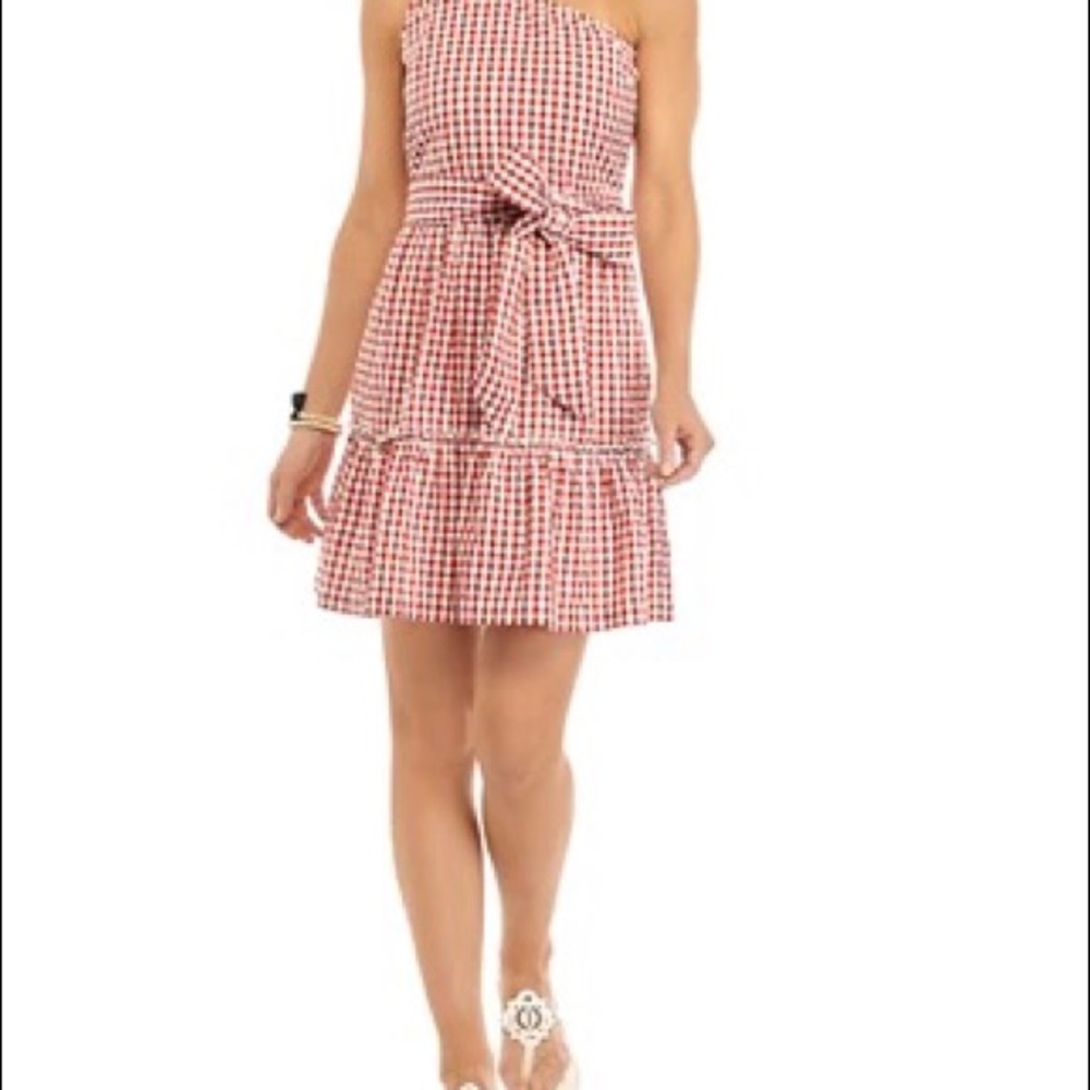 Crown & Ivy Women's One Shoulder Yarn Dyed Dress